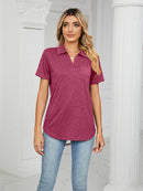 Women's T-Shirt polo elegant with pocket, solid color, short-sleeved, loose