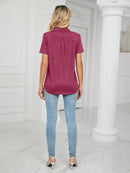 Women's T-Shirt polo elegant with pocket, solid color, short-sleeved, loose