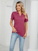 Women's T-Shirt polo elegant with pocket, solid color, short-sleeved, loose