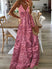 Women's dress trapeze, floral print, boho style, short sleeve, summer