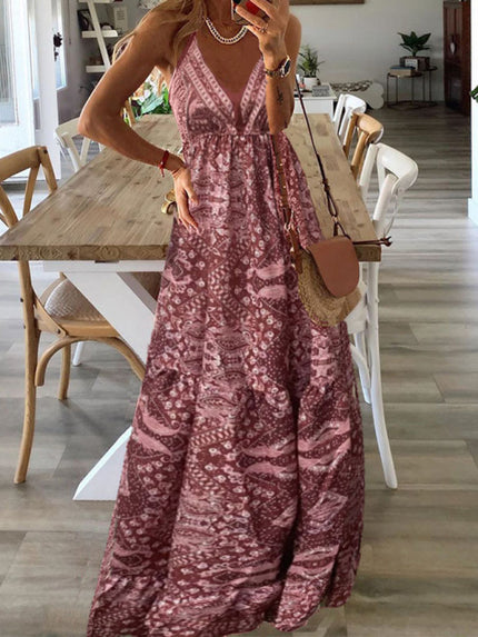 Women's dress trapeze, floral print, boho style, short sleeve, summer