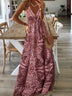 Women's dress trapeze, floral print, boho style, short sleeve, summer