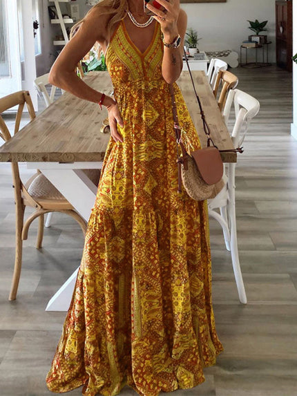 Women's dress trapeze, floral print, boho style, short sleeve, summer