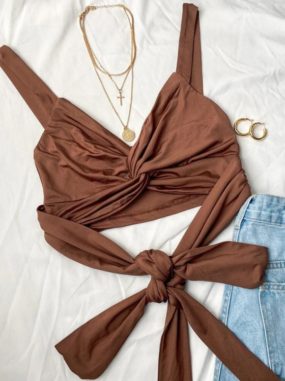 Women's Kink tank top elastic lace sexy elegant V neck backless