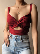 Women's Kink tank top elastic lace sexy elegant V neck backless