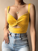 Women's Kink tank top elastic lace sexy elegant V neck backless