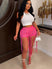 Women's Shorts PU leather sexy, braided leather rope, low waist zipper