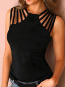 Women's Tank top elegant casual black multi-straps sexy, round neck