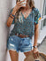 Women's shirt loose short-sleeved, V-neck, casual ethnic style, printed