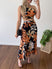 Women's set long skirt, short tank top, crossed lace-up print, summer, sexy