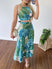 Women's set long skirt, short tank top, crossed lace-up print, summer, sexy