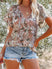 Women's shirt elegant printed flower v-neck half cardigan loose