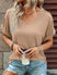 Women's T-shirt buttoned, elegant loose casual short sleeve, V-neck
