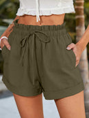 Women's shorts comfortable with drawstring, pockets, elastic waist