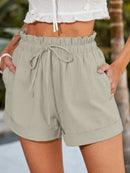 Women's shorts comfortable with drawstring, pockets, elastic waist